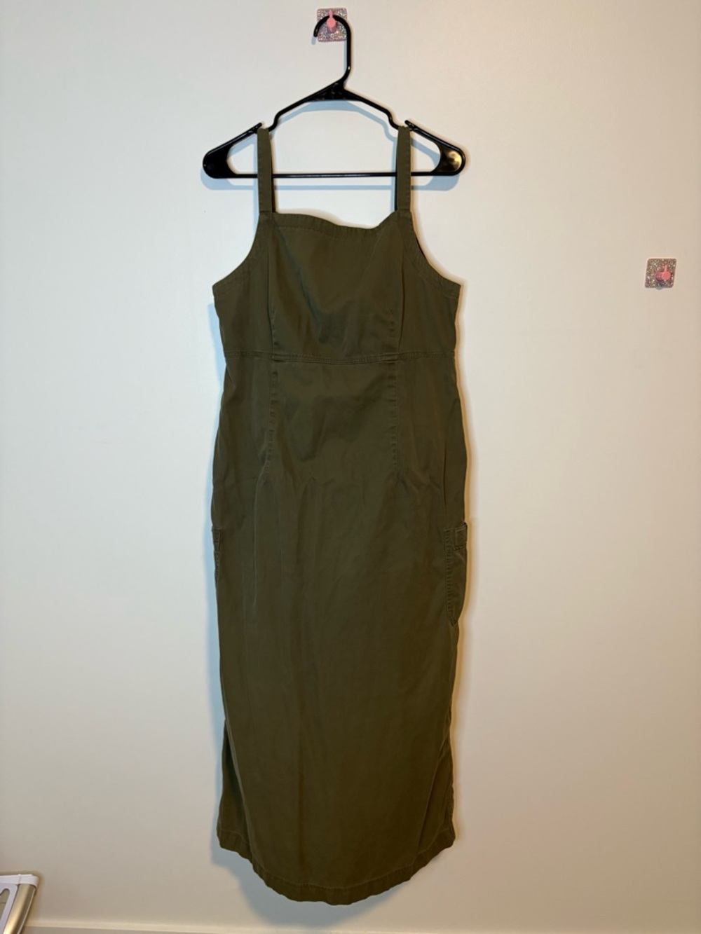 Olive Green Strappy Utility Jumper Dress